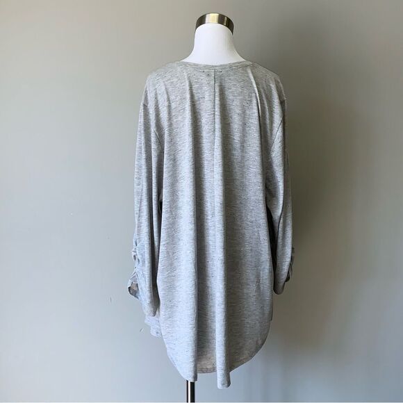 Lane Bryant Ruched-Sleeve Curved-Hem Speckled Tee NWT - Picture 7 of 7
